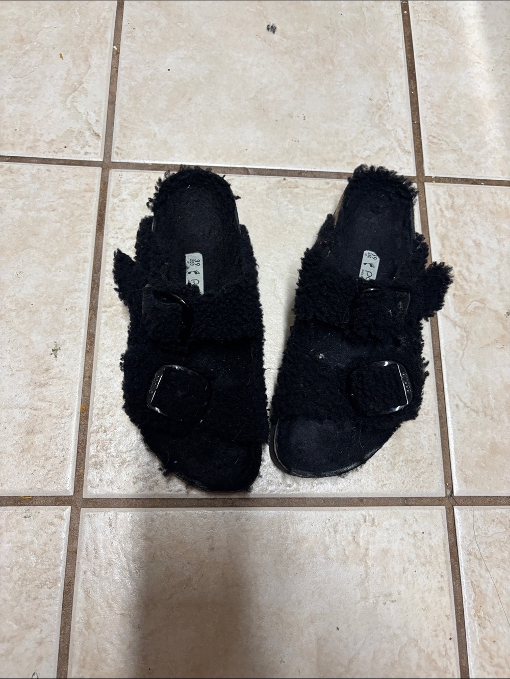 Birkenstock Papillio Arizona Shearling Big Sandals Buckle Teddy black Size 39